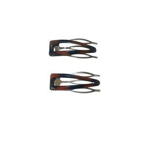 Vintage Metal & Tortoiseshell Hair Clips Set Of 2